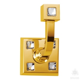 Brass Крючок однорожковый с кристаллами SWA 3506-72-030 глянцевое золото 24K 
