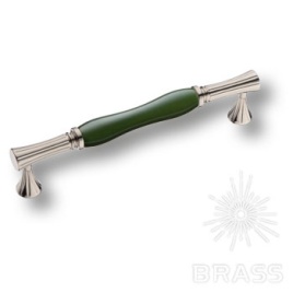 Brass Ручка скоба 2204-51-160-GREEN PEARL  зелёный / глянцевый никель 160 мм