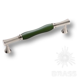 Brass Ручка скоба 2204-51-160-GREEN PEARL зелёный / глянцевый никель 160 мм