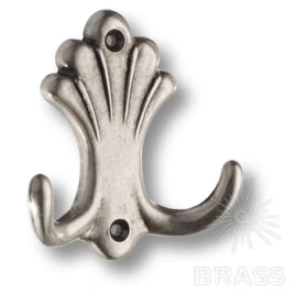 Brass Крючок мебельный двухрожковый 15.722.00.16 старое серебро