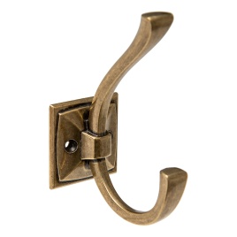 Крючок мебельный двухрожковый KR 0390 AB античная бронза