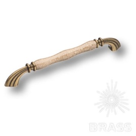 Brass Ручка скоба 1905-40-192-L BROWN орнамент (фактура камень) / старая бронза 192 мм