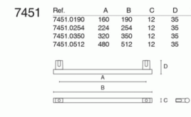 Brass Ручка рейлинг модерн 7451.0990.978 кобальт 480-480 мм