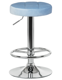 Табурет барный Модель № 1 (сиденье - пудрово-голубой велюр; основание - хром)