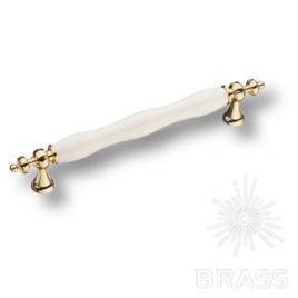 Brass Ручка скоба 1670-60-160-000 белый / глянцевое золото 160 мм
