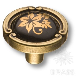 Brass Ручка кнопка 15.090.35.PO25B.12 цветочный орнамент / античная бронза 128 мм