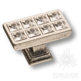 Brass Ручка кнопка 15.349.00.SWA.16 старое серебро с кристаллом Swarovski