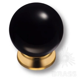 Brass Ручка кнопка 5101-133 глянцевое золото с черным шаром