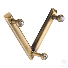 Brass Крючок мебельный трехрожковый с кристаллом 0493-013-V3 SWR состаренная латунь