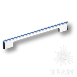Brass Ручка скоба 182160MP02PL12 глянцевый хром с синей вставкой 160 мм