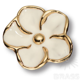 Brass Ручка кнопка SMALL PAPATYA-69-WHITE PEARL глянцевое золото