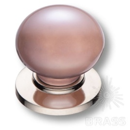 Brass Ручка кнопка 3005-51-PINK PEARL розовый перламутровый / глянцевый никель