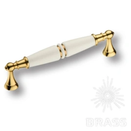 Brass Ручка скоба 2119-69-128-000-KREM-GOLD LINE глянцевое золото / кремовый 128 мм
