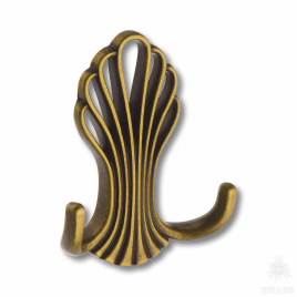 Brass Крючок мебельный двухрожковый 746MP10 старая бронза