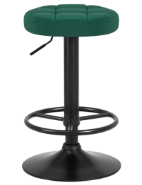 Табурет барный Модель № 1  (сиденье-зеленый велюр, основание-черный)