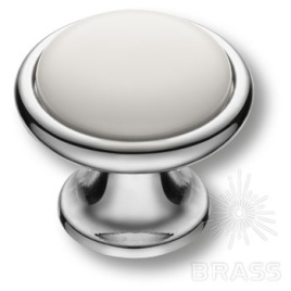 Brass Ручка кнопка 3008-10-000 белый / глянцевый хром
