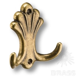 Brass Крючок мебельный двухрожковый 15.722.00.12 античная бронза