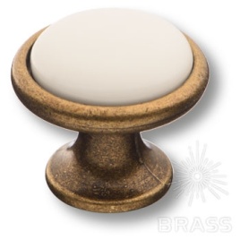 Brass Ручка кнопка 3008-40-000 белый / старая бронза