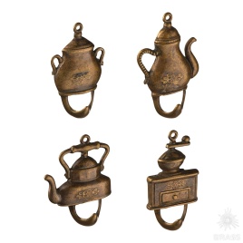 130087 Крючки для кухни"Чайная церемония"(4 штуки в комплекте),античная латунь латунь