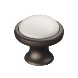 Ручка кнопка KF07-11 GR керамика белая вставка