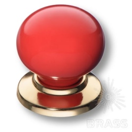 Brass Ручка кнопка 3005-60-RED красный / глянцевое золото