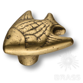 Brass Ручка кнопка рыбка морская коллекция 503L2 старая бронза