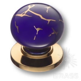 Brass Ручка кнопка 3005-60-COBALT 449 GOLD синий с золотым рисунком / глянцевое золото