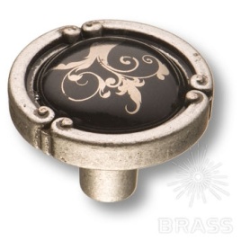 Brass Ручка кнопка 15.090.35.PO26B.16 цветочный орнамент / старое серебро