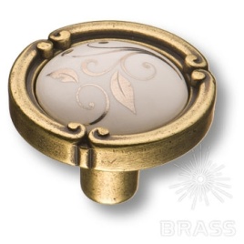 Brass Ручка кнопка 15.090.35.PO23W.12 цветочный орнамент / античная бронза 128 мм
