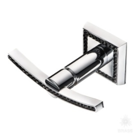 Brass Крючок однорожковый с кристаллами SWA 3506-2-75-005 BLACK глянцевый хром с черными кристаллами