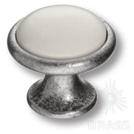 Brass Ручка кнопка 3008-80-000 белый / старое серебро