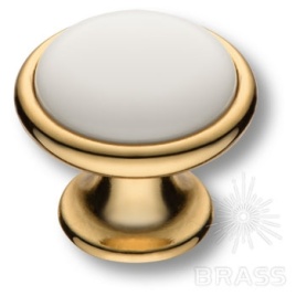 Brass Ручка кнопка 3008-69-000 белый / глянцевое золото