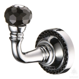 Brass Крючок однорожковый с черными кристаллами SWA 1471-005L BLACK глянцевый хром  
