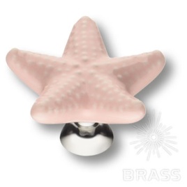 Brass Ручка кнопка STAR розовый /глянцевый хром