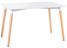 Стол обеденный Модель № 1 (размер 1200х80) (столешница белая, ножки-светлый бук)