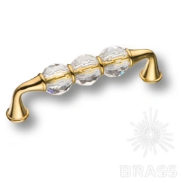 Brass Ручка скоба 2537-003-96 латунь глянцевое золото с кристаллами 96 мм
