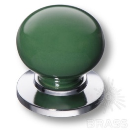 Brass Ручка кнопка 3005-10-GREEN зеленый / глянцевый хром