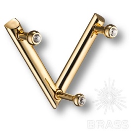 Brass Крючок мебельный трехрожковый с кристаллом 0493-030-V3 SWR глянцевое золото 24K