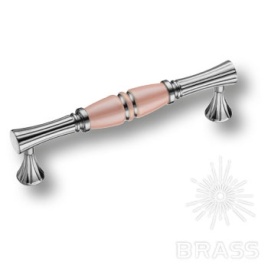 Brass Ручка скоба 2202-51-128-PINK PEARL-SILVER LINE розовый / глянцевый никель 128 мм