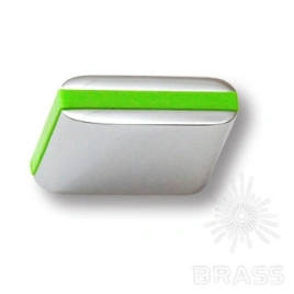 Brass Ручка кнопка 429025MP02PL13 глянцевый хром с зеленой вставкой 16 мм