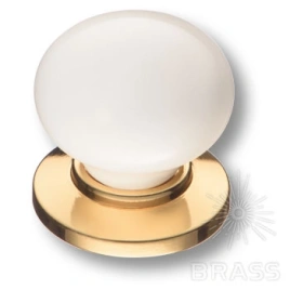 Brass Ручка кнопка 3005-69-000 белый / глянцевое золото
