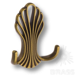Brass Крючок мебельный двухрожковый 746MP10 старая бронза