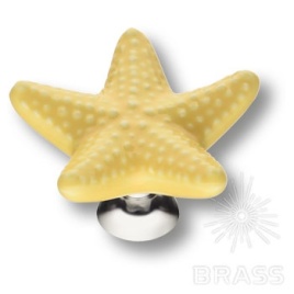 Brass Ручка кнопка STAR жёлтый /глянцевый хром