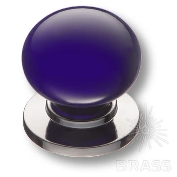 Brass Ручка кнопка 3005-10-COBALT синий / глянцевый хром фото 1