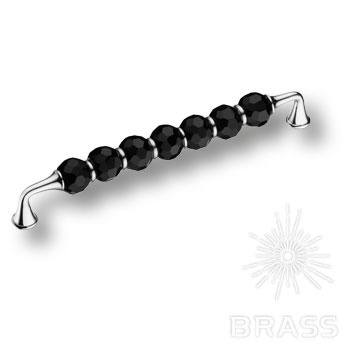 Brass Ручка скоба 2537-520-192-BLACK латунь глянцевый хром с черными кристаллами 192 мм фото 1