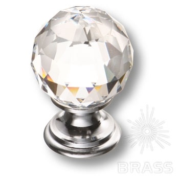 Brass Ручка кнопка эксклюзивная коллекция 9933-400 глянцевый хром с кристаллом Swarovski фото 1
