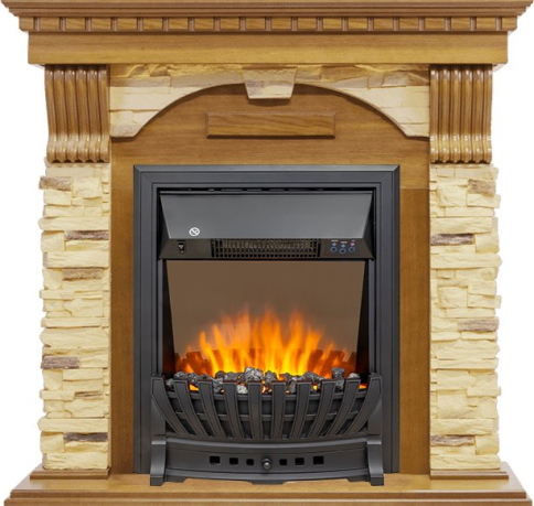 Каминокомплект Dublin -  Дуб / Сланец с очагом Aspen Black фото 1