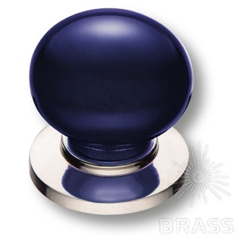 Brass Ручка кнопка 3005-51-KOBALT PEARL синий / глянцевый никель фото 1