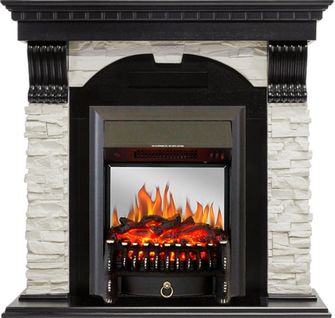 Каминокомплект Dublin - Венге / Сланец белый с очагом Fobos FX M Black фото 2