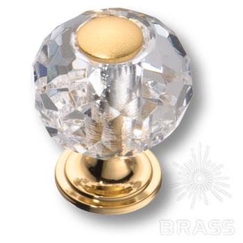 Brass Ручка кнопка 0737-030-1 латунь глянцевое золото 24K с кристаллом фото 1